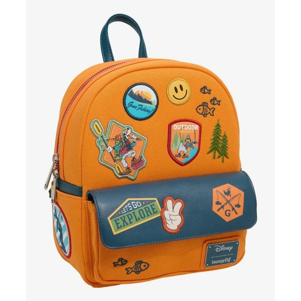 NEW! Loungefly Disney A Goofy Movie Camping Patches Backpack & Matching‎ WALLET!